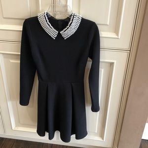 Aqua Long Sleeve Peter Pan Embellished Dress